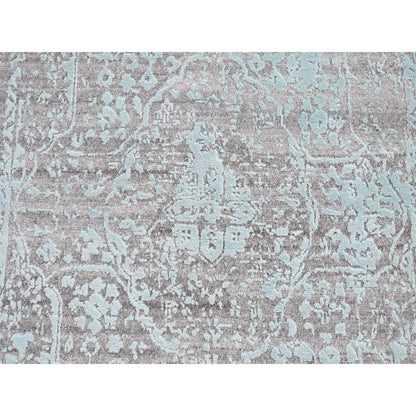 3'X4'10" Green Broken Zoroastrian Design Wool And Silk Hand Knotted Rug