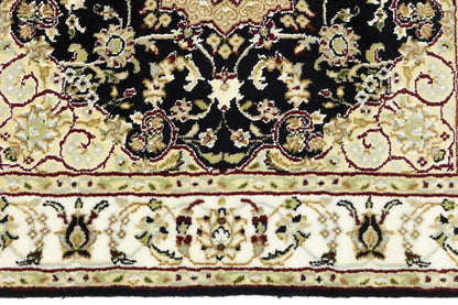 Small Oriental Decor Black Floral 3X3 Indo-Nain