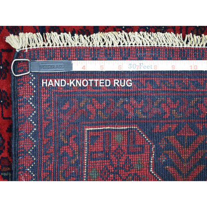 5'8"X7'5" Deep Red Hand Knotted Afghan Khamyab Soft And Velvety Wool Rug