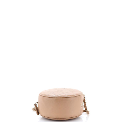 Chanel Round Clutch With Chain Quilted Caviar Mini