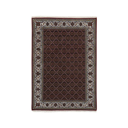 4'X5'10" Red Hand Knotted 175 Kpsi Wool And Silk Herrita Oriental Rug