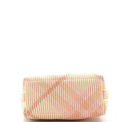 Burberry Peg Handle Bag Knit Check Fabric Mini
