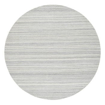 8'X8' Gray Modern Design Hand Loomed Undyed Natural Wool Round Rug