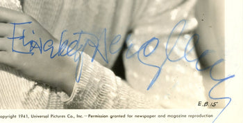 Elizabeth Berhner Signed 8X10 B/W Photo Actress