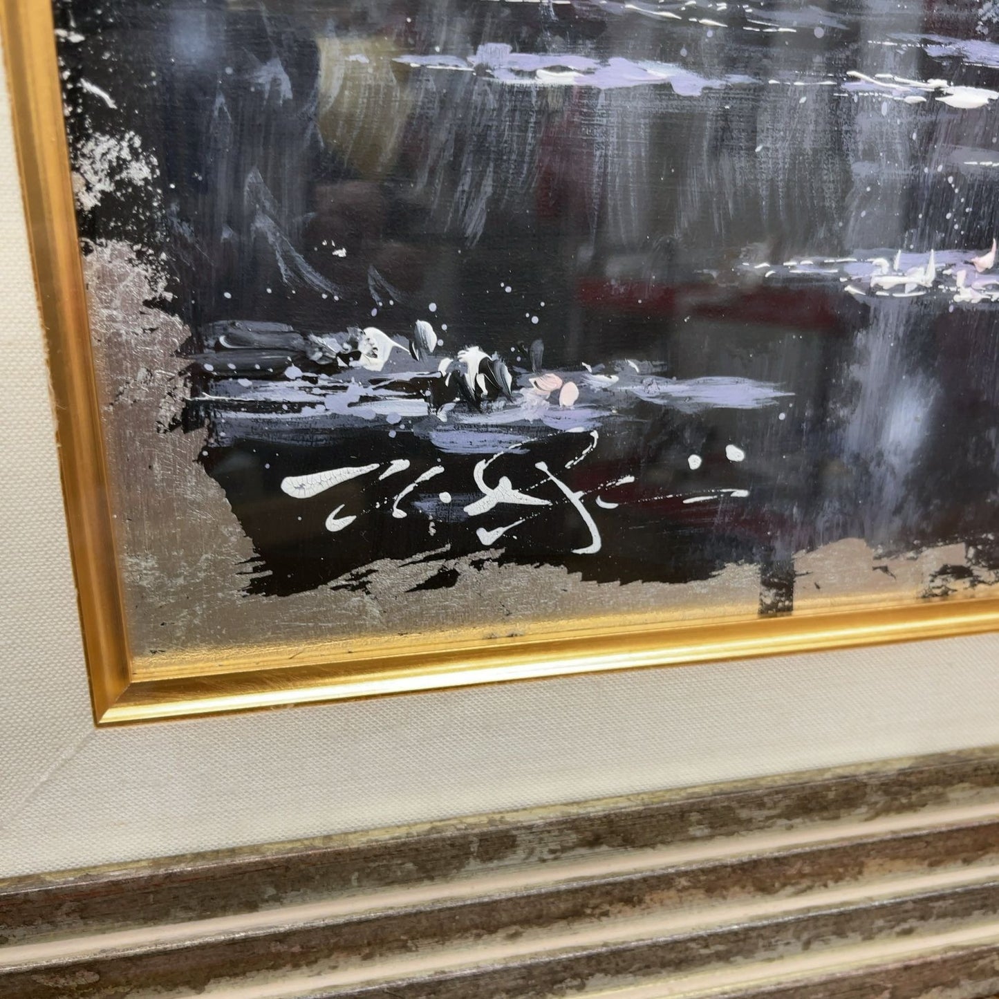 Nate Giorgio (Us) Original Acrylic Painting Signed & Inscribed Water Garden Iii