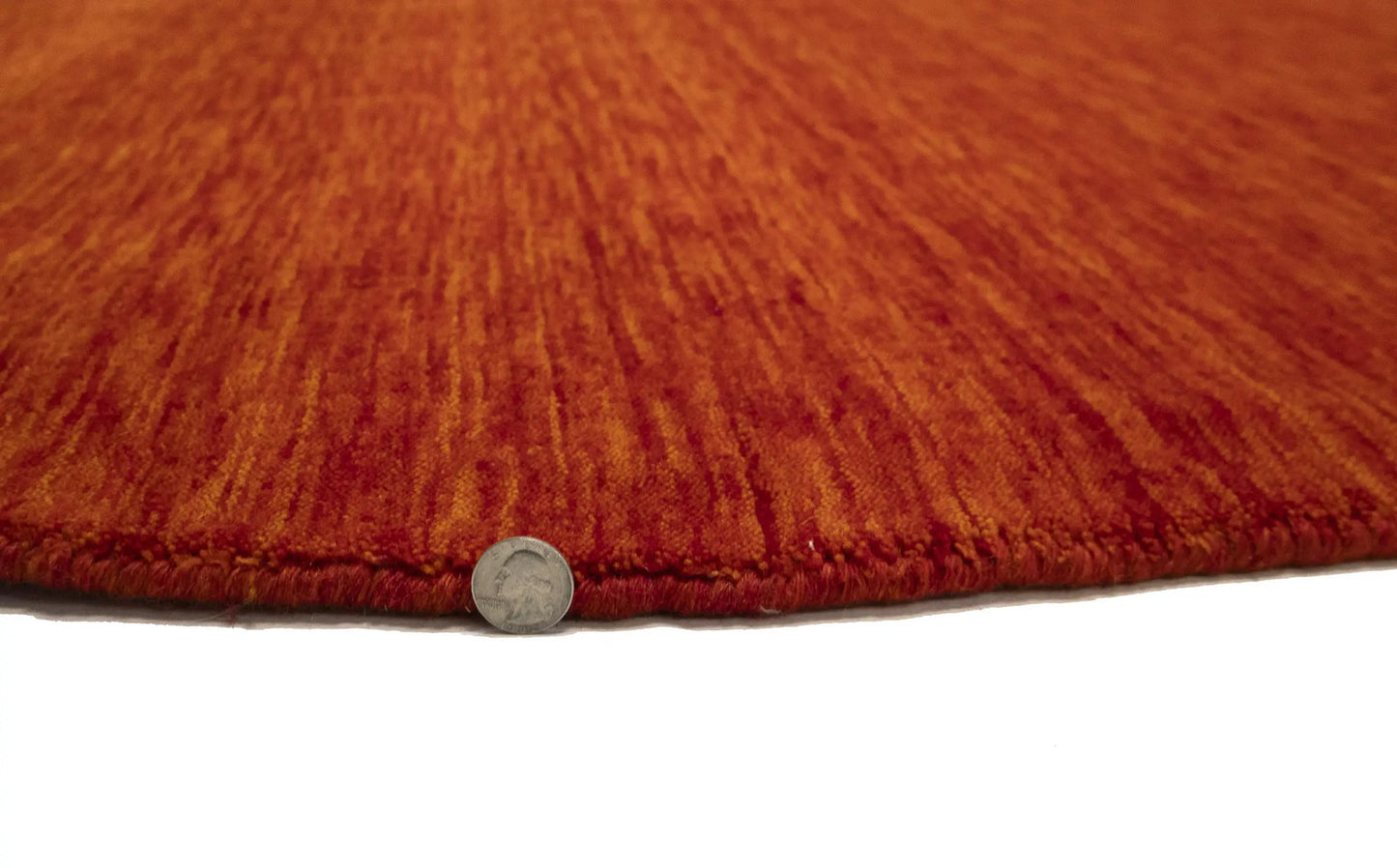 5'11x5'11 Orange Red Solid Hand-Loomed 6X6 Gabbeh Wool Round Rug Oriental