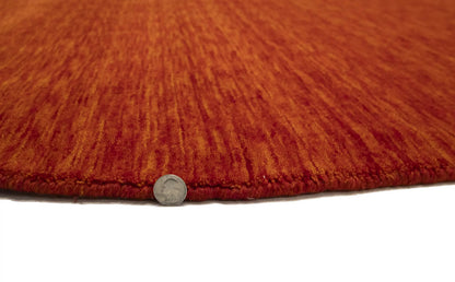 5'11x5'11 Orange Red Solid Hand-Loomed 6X6 Gabbeh Wool Round Rug Oriental