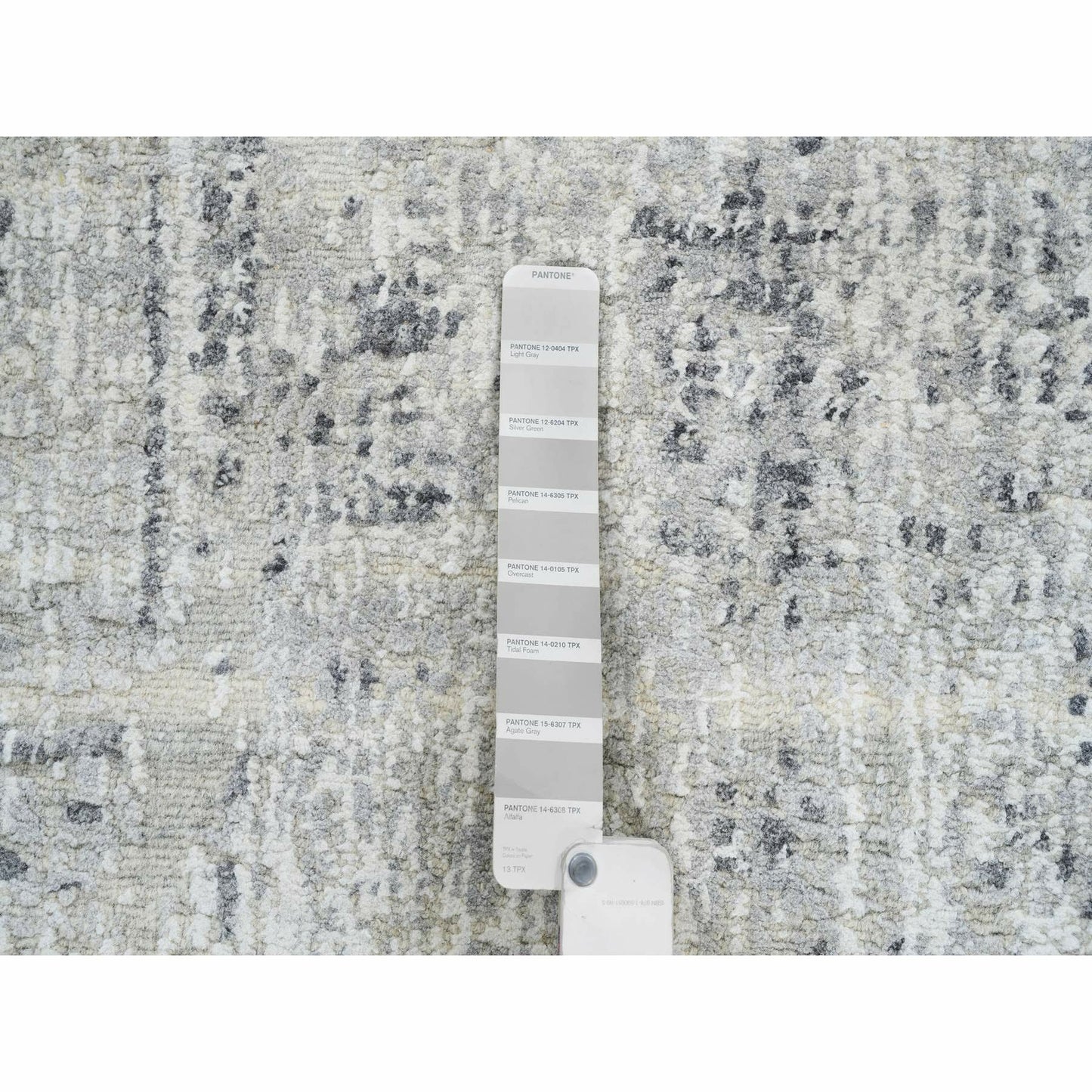 2'6"X10'1" Gray Modern Hand Spun Natural Wool Hand Knotted Runner Rug