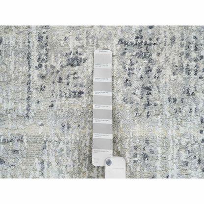 2'6"X10'1" Gray Modern Hand Spun Natural Wool Hand Knotted Runner Rug