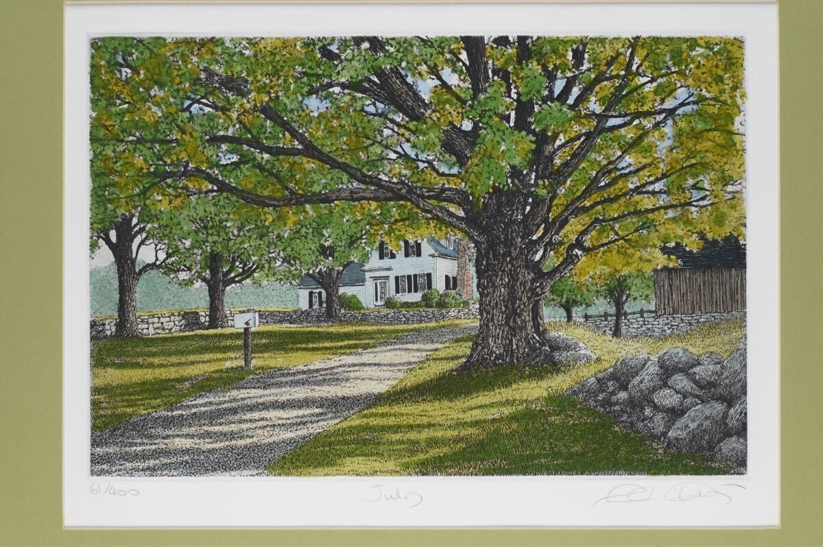 Carol Collette Original Hand-Colored Etching Print "July" Signed Framed Usa