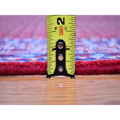 4'6"X10'9" Vintage Serrated Runner Repetitive Design Wool Hand Made Rug