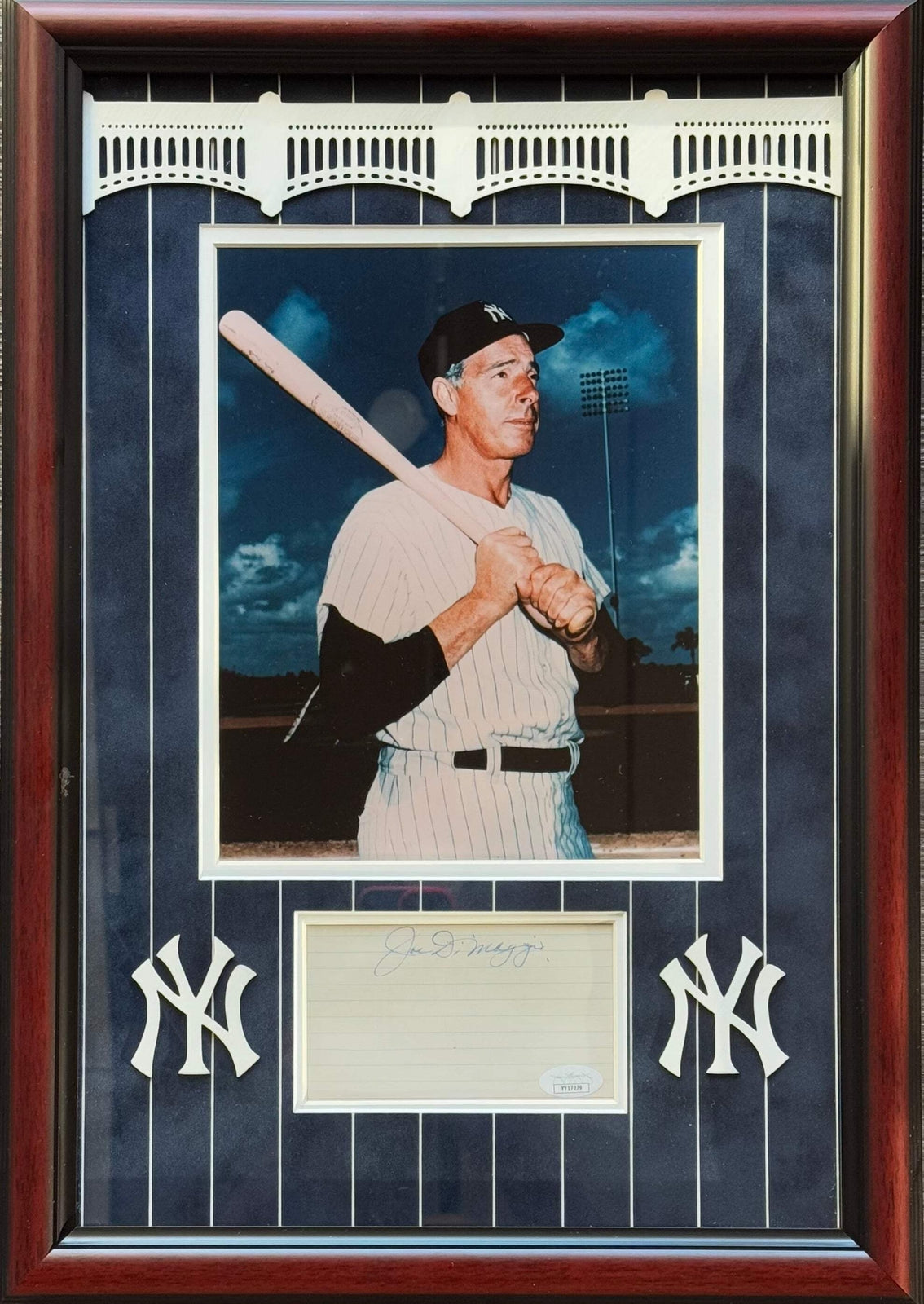 Joe Dimaggio Autographed 3X5 Index Card Framed