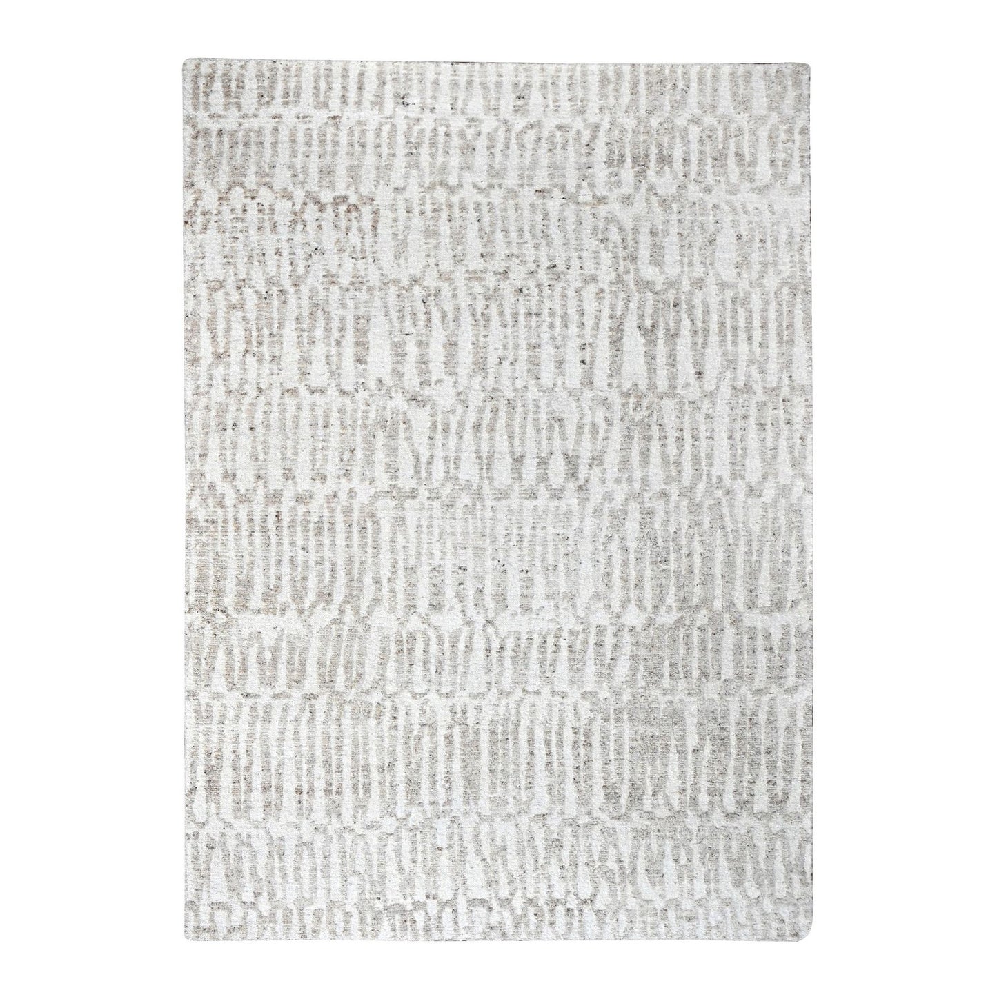 10'X13'10" Ivory Minimalist Swedish Design Hand Knotted Pure Wool Rug
