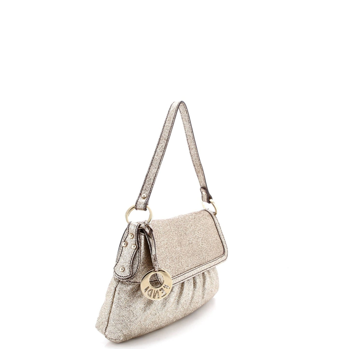 Fendi Chef Flap Bag Metallic Leather Small
