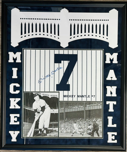 Mickey Mantle Autographed N.Y. Yankees Jersey Swatch Framed (Beckett&Jsa)