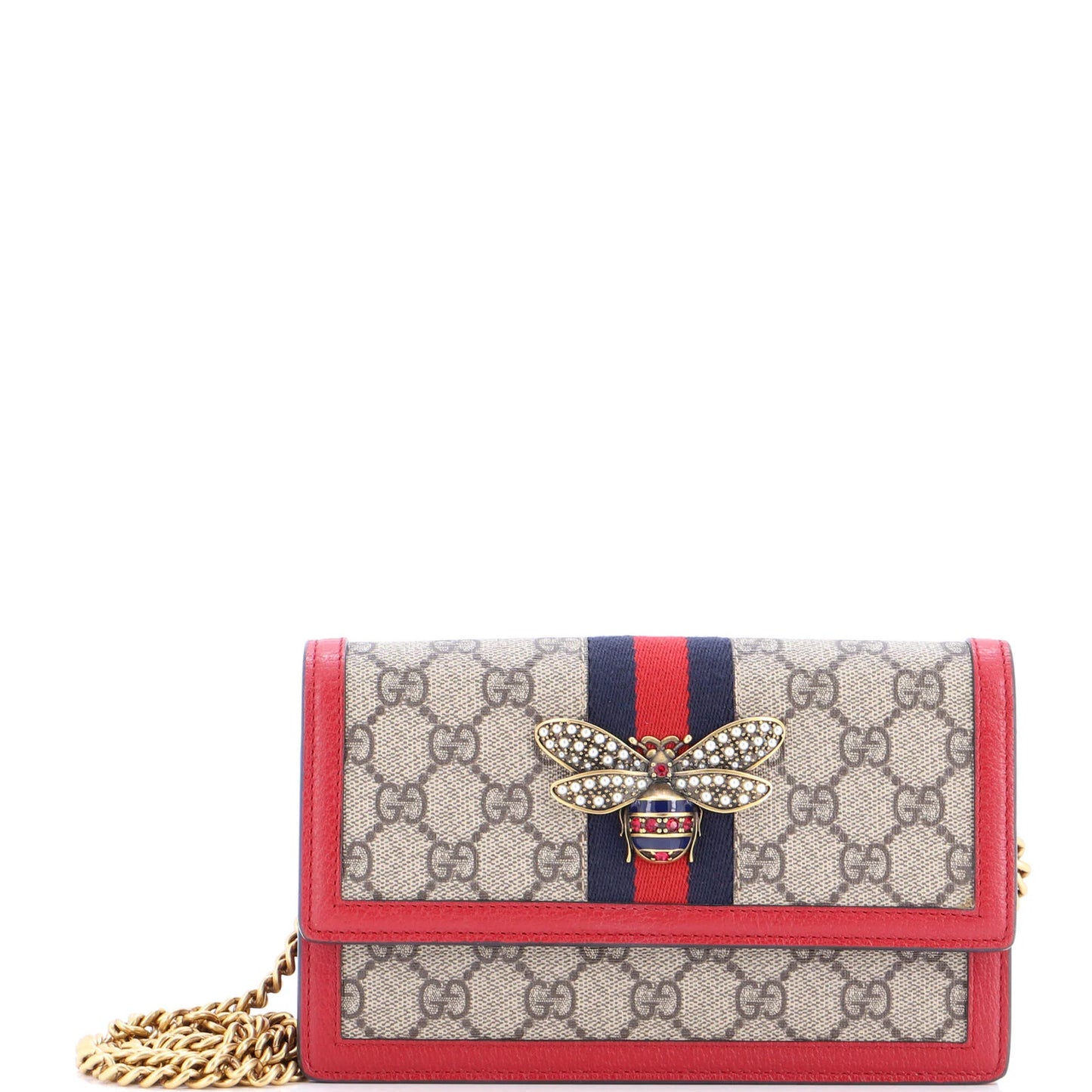 Gucci Queen Margaret Chain Wallet Gg Coated Canvas Mini