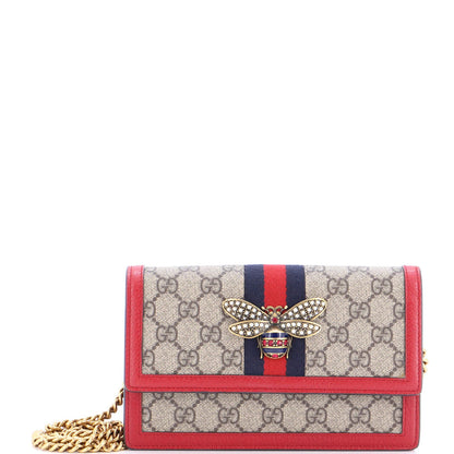 Gucci Queen Margaret Chain Wallet Gg Coated Canvas Mini