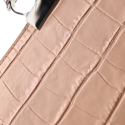 Alexander Mcqueen Flat Knuckle Clutch Crocodile Embossed Leather Medium