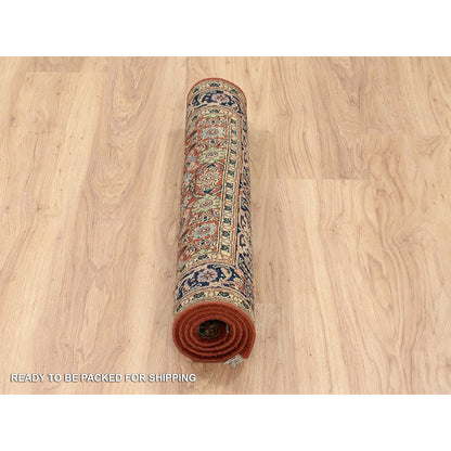 2'7"X4' Hand Knotted Herati 250 Kpsi Hand Spun New Zealand Wool Rug