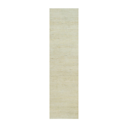 2'6"X10' Ballet White Lori Buft Plain Design Wool Hand Knotted Runner Rug