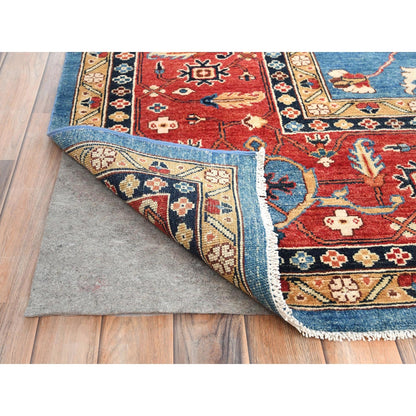 9'10"X13'6" Blue Afghan Peshawar Heris Wool Hand Knotted Oriental Rug
