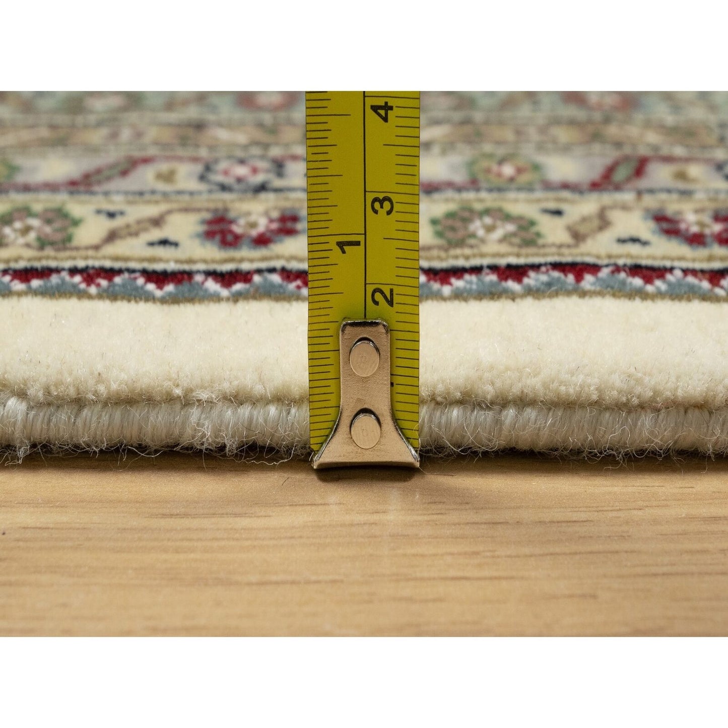 8'X10' Photon White Super Mahi Hand Knotted Wool And Silk 250 Kpsi Rug