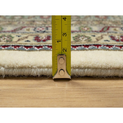 8'X10' Photon White Super Mahi Hand Knotted Wool And Silk 250 Kpsi Rug