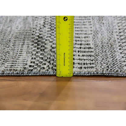 3'X4'9" Storm Gray Undyed Natural Wool Grass Design Hand Knotted Rug