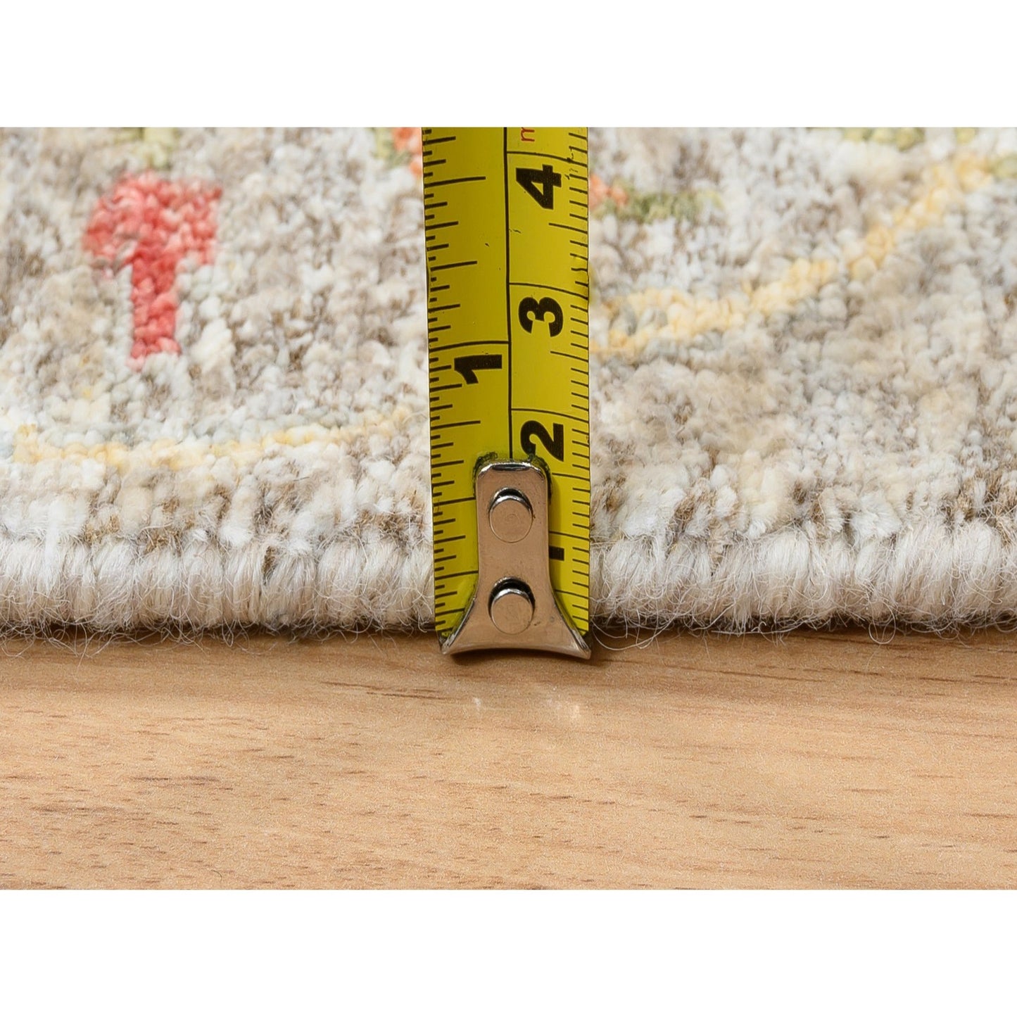 2'5"X10'1" Tan Silk With Textured Wool Hand Knotted Runner Rug