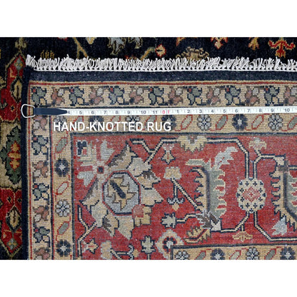 8'2"X10' Cynical Black Wool Karajeh Design Hand Knotted Oriental Rug