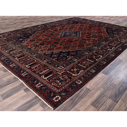 9'X12'5" Copper Red Vintage Zoroastrian Hand Knotted Pure Wool Clean Rug