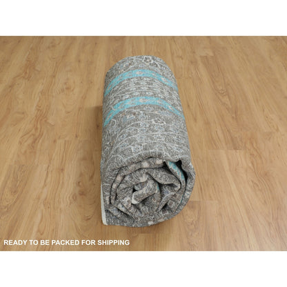 10'X10' Square Cypress Tree Design Silk Withtextured Wool Handknotted Rug