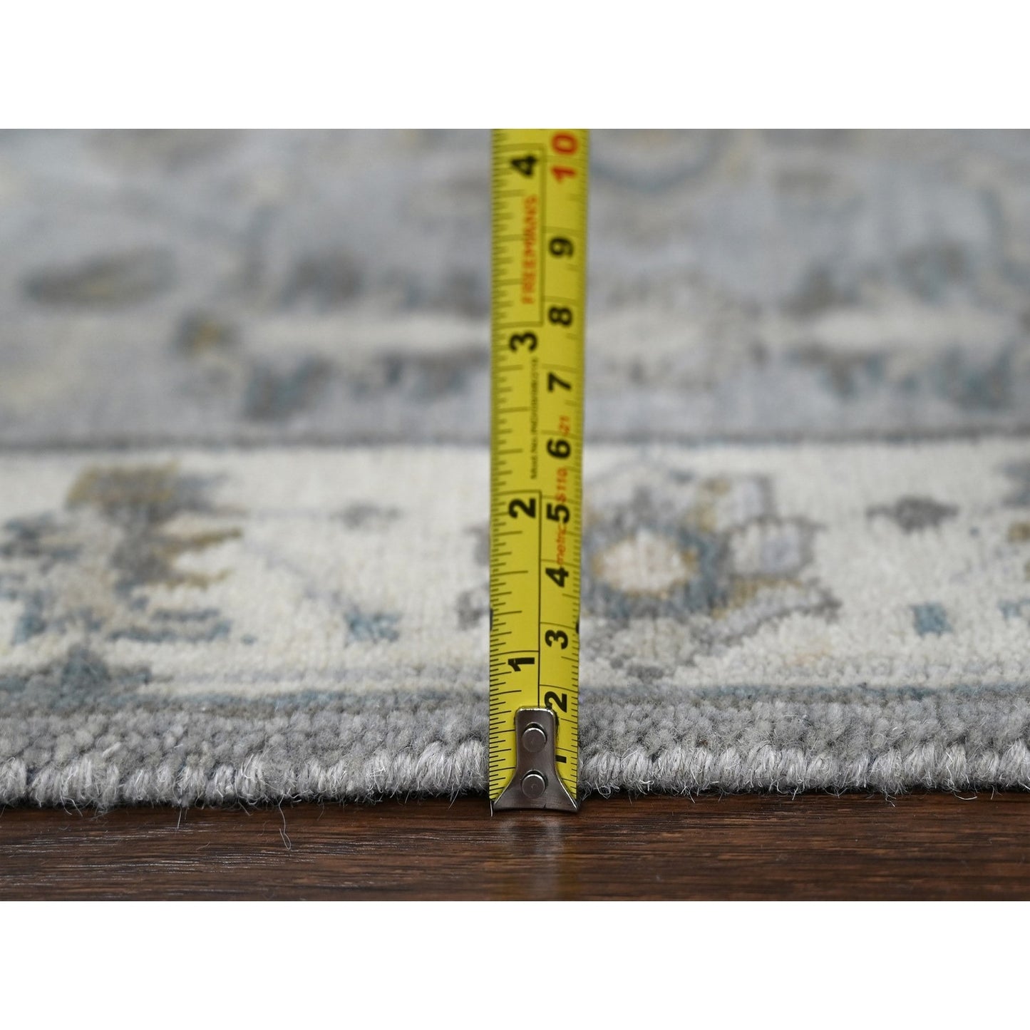 2'7"X7'9" Medium Gray Hand Knotted Karjihooz Design Wool Runner Rug