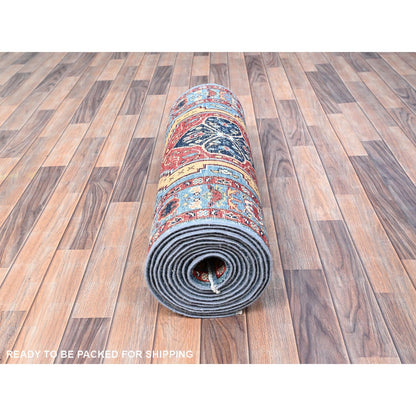 2'9"X17'5" Fire Engine Red Peshawar Seerape Heris Runner Oriental Rug