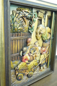 Anri Wood Carving Wall Plaque Franz Von Defregger Relief Italy Handcrafted