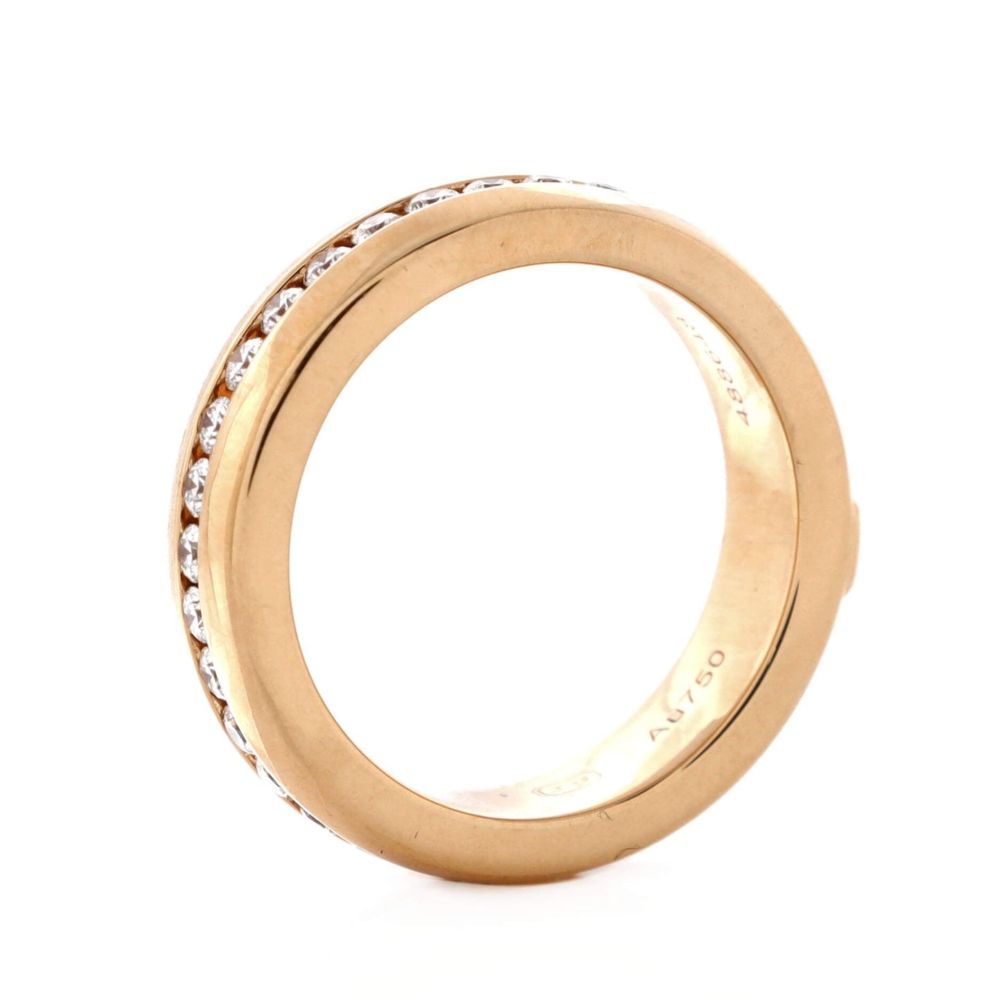 Harry Winston Hw Logo Band Ring 18K Rose Gold And Diamonds