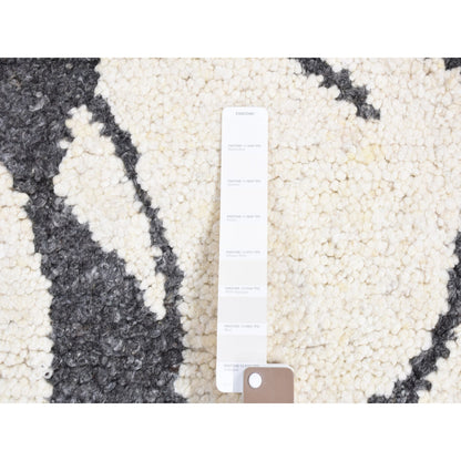 3'X3' Black Tone On Tone Modern Design Wool Hand Knotted Rug