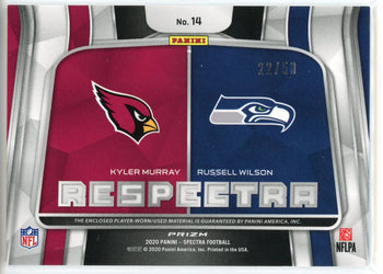 Kyler Murray & Russell Wilson 2020 Panini Spectra Respectra Patch Neon Blue Priz