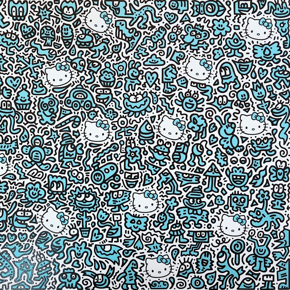 Blue Diamond Giclee Kitty Dust Print Doodle Signed Framed 37/ 50 2019 Mr