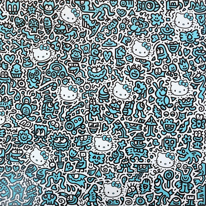 Blue Diamond Giclee Kitty Dust Print Doodle Signed Framed 37/ 50 2019 Mr