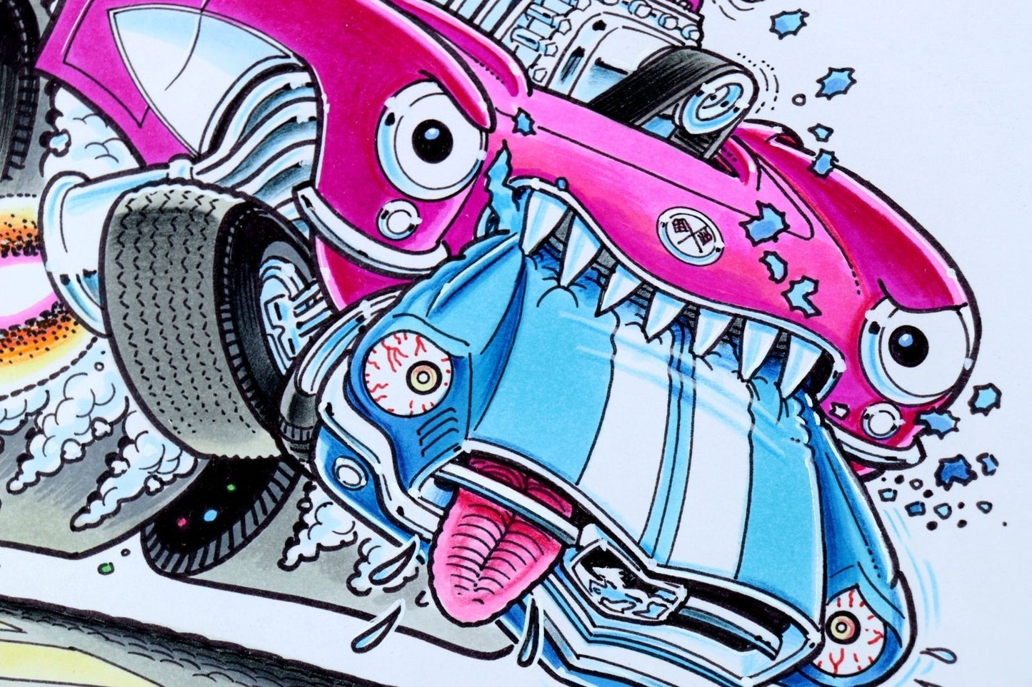 George Trosley Original Pen Drawing Street Feast Signed Usa Framed Artwork