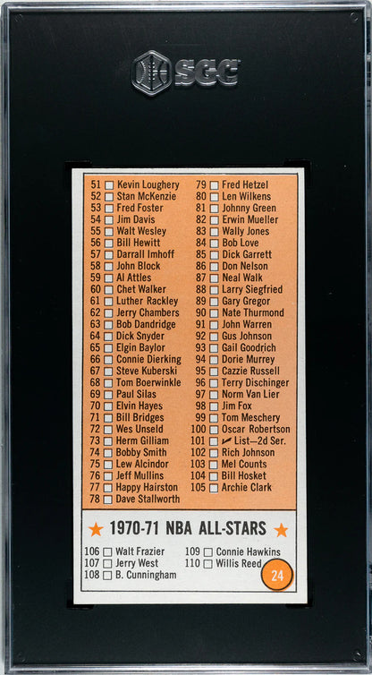 Checklist 1970-71 Topps Card #24 (Sgc Ex 5)