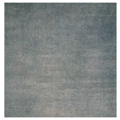 12'X12' Krypton Gray Hand Knotted Modern Grass Design Square Oriental Rug
