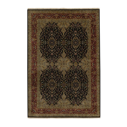 6'X8'10" Black Kishoon Revival New Zealand Wool Hand Knotted Oriental Rug