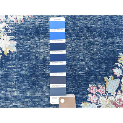 8'6"X11'2" Worn Wool, Hand Knotted, Blue, Vintage Farsian Karman, Rug