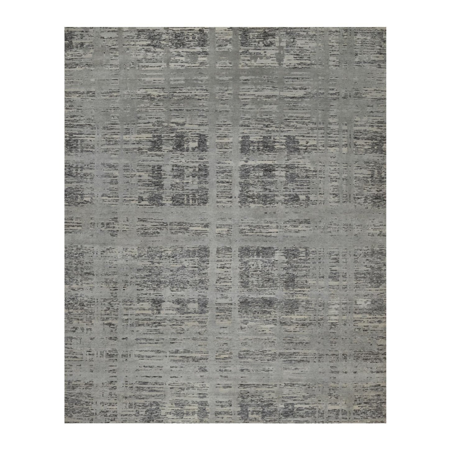 8'1"X10' Nevada Gray Modern Design Undyed Natural Wool Hand Knotted Rug