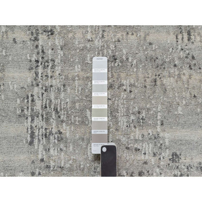 2'6"X30'1" Gray Undyed Natural Wool Hand Knotted Modern Xl Runner Rug
