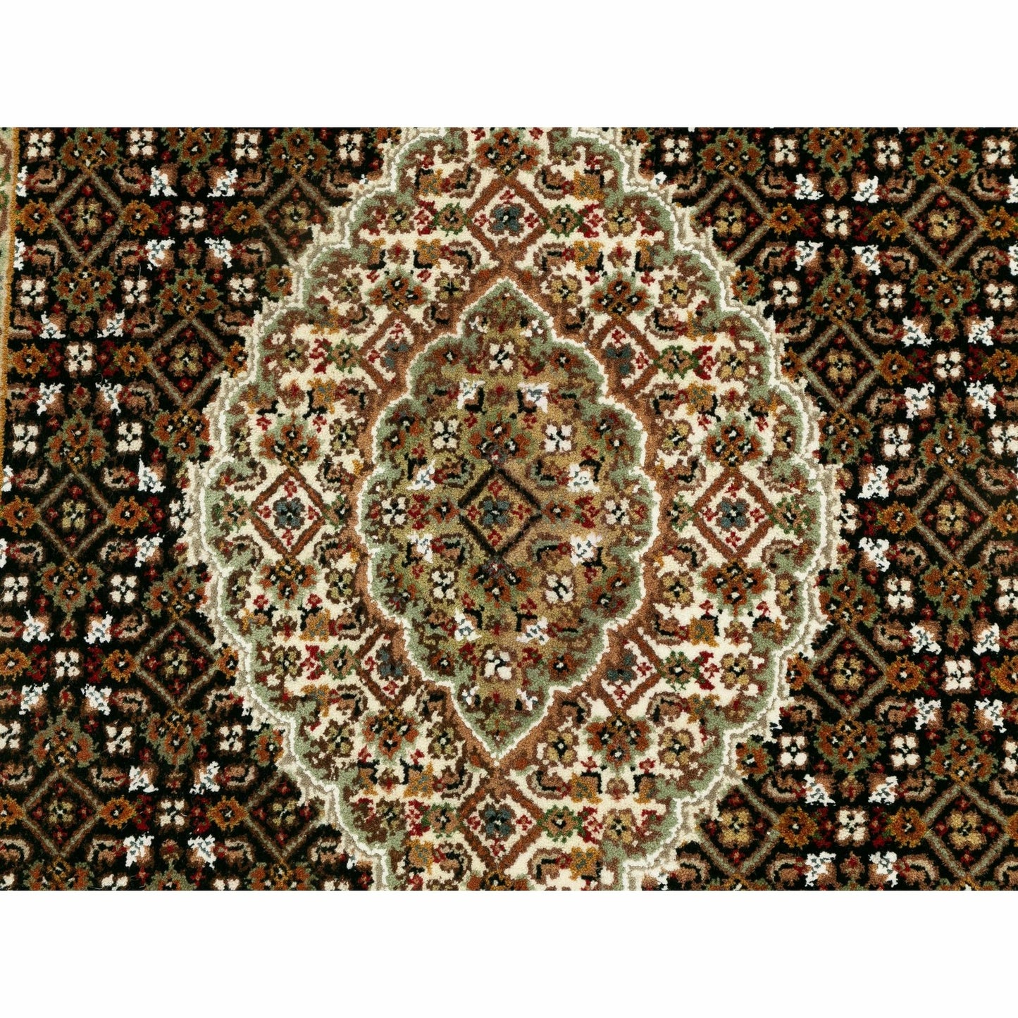 3'1"X5'6" Rich Black Tebraz Mahi 250 Kpsi Wool Hand Knotted Rug