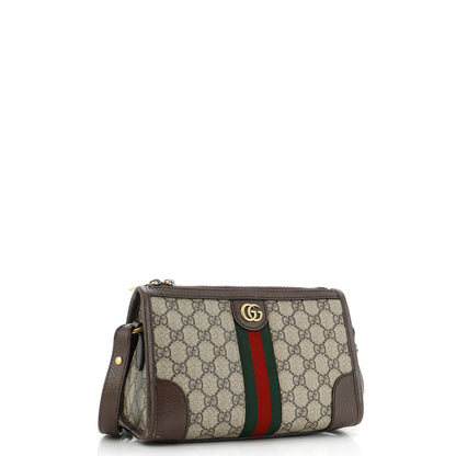 Gucci Ophidia Zip Messenger Bag Gg Coated Canvas With Leather Small