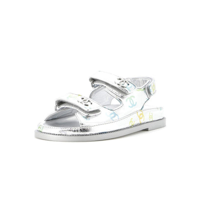 Chanel Women'S Dad Sandals Printed Laminated Leather